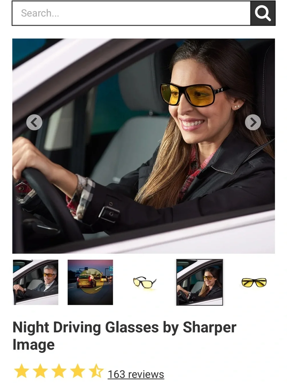 Sharper Image Yellow-Tinted Night Driving Glasses